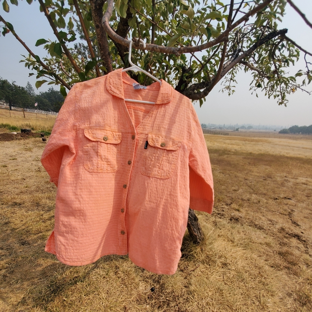 Neon Peach Mirage Cotton Gauze Ezze Wear Vneck Gem